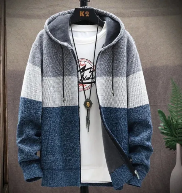 Mens Hooded Zipper Jacket Sweater Jacket
