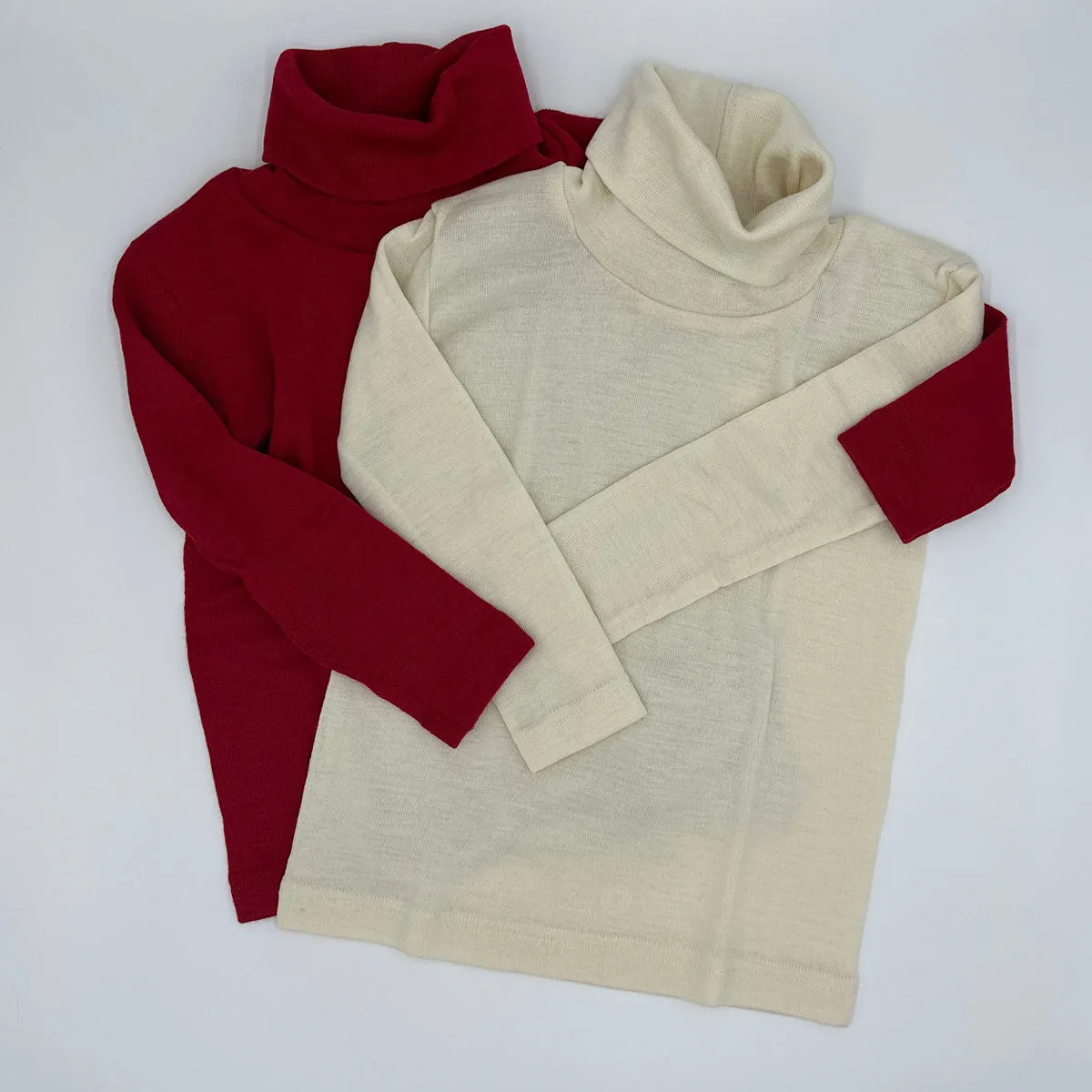OUTLET ENGEL Kids' Organic Wool/Silk Polo Shirt with Long Sleeves - RED or WHITE