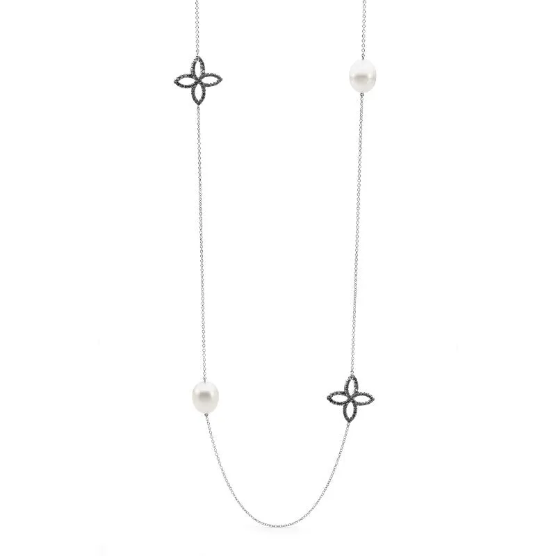 Pearl and Black Diamond Necklace